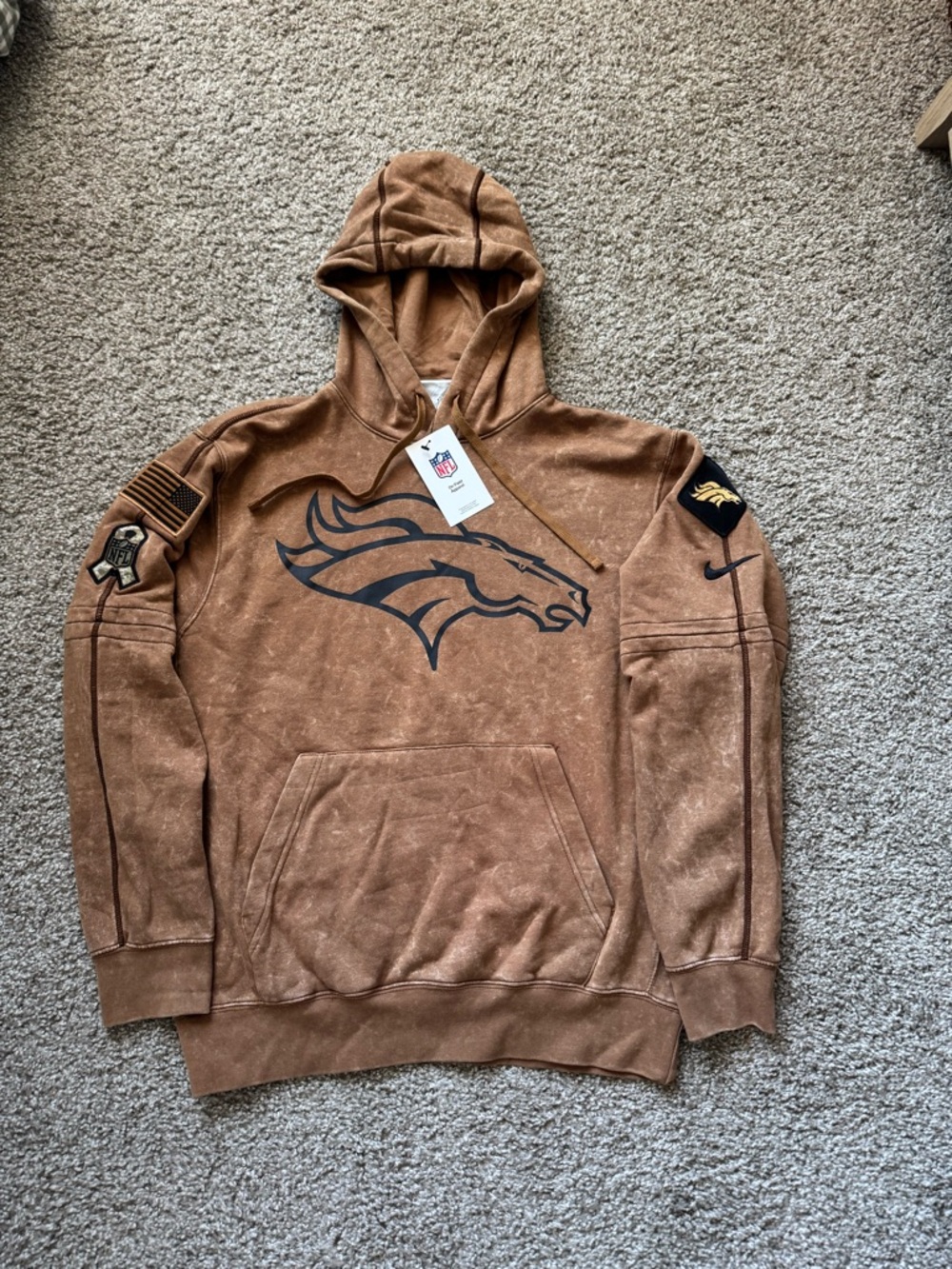 Nike Denver Broncos Salute to Service Hoodie Authentic Sideline Pullover 2023 M